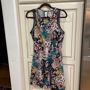 Beautiful Spring/Summer/Fall dress with mesh on sleeves & vintage floral fabric